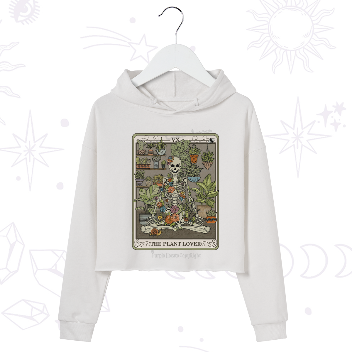 Purplehecate The Plant Lover Tarot Crop Hoodie