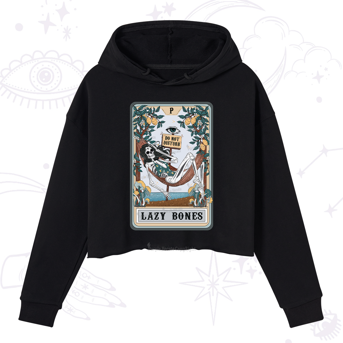 Purplehecate The Lazy Bones Tarot Crop Hoodie