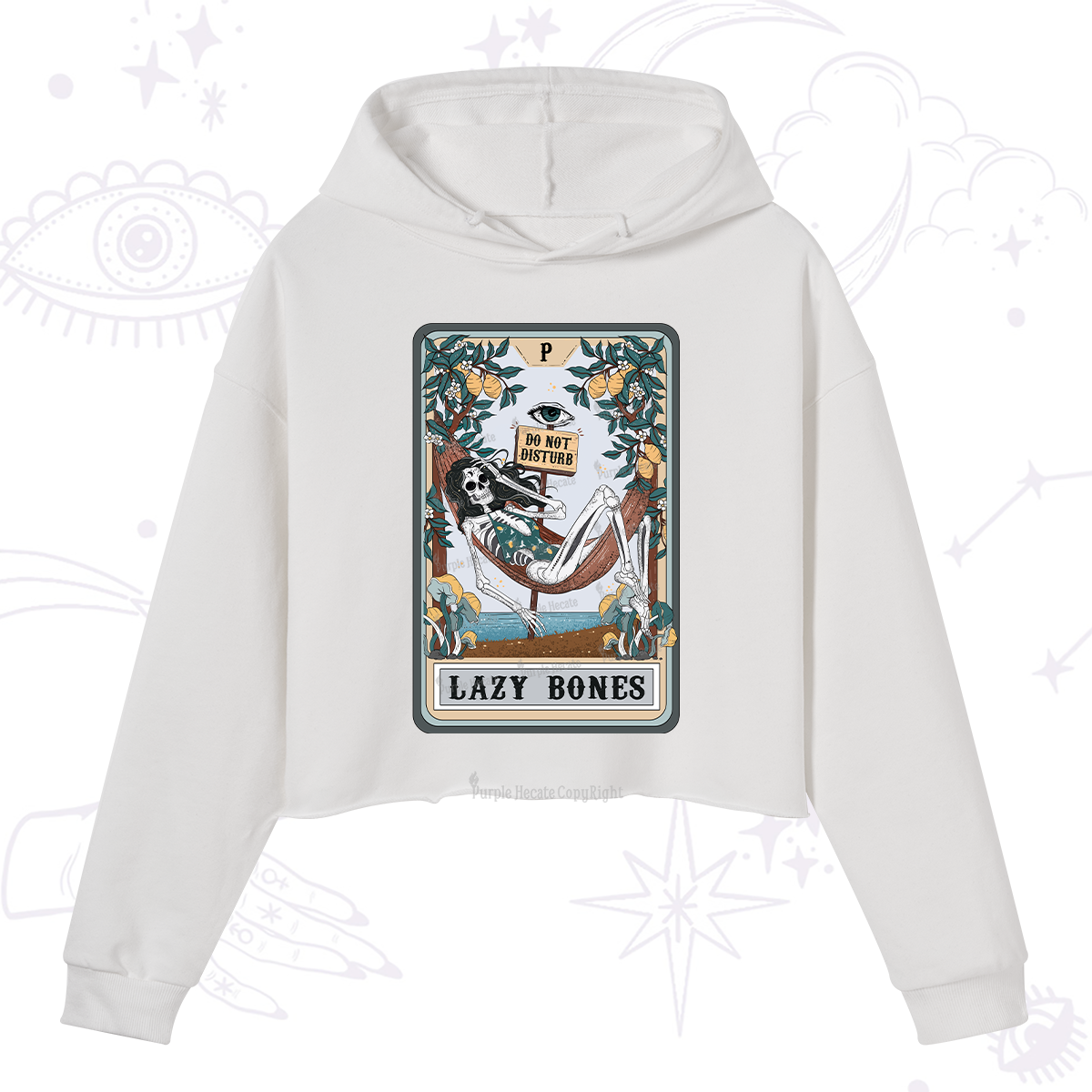 Purplehecate The Lazy Bones Tarot Crop Hoodie