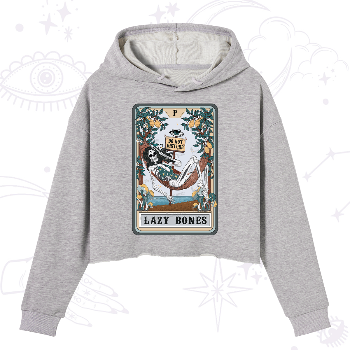 Purplehecate The Lazy Bones Tarot Crop Hoodie