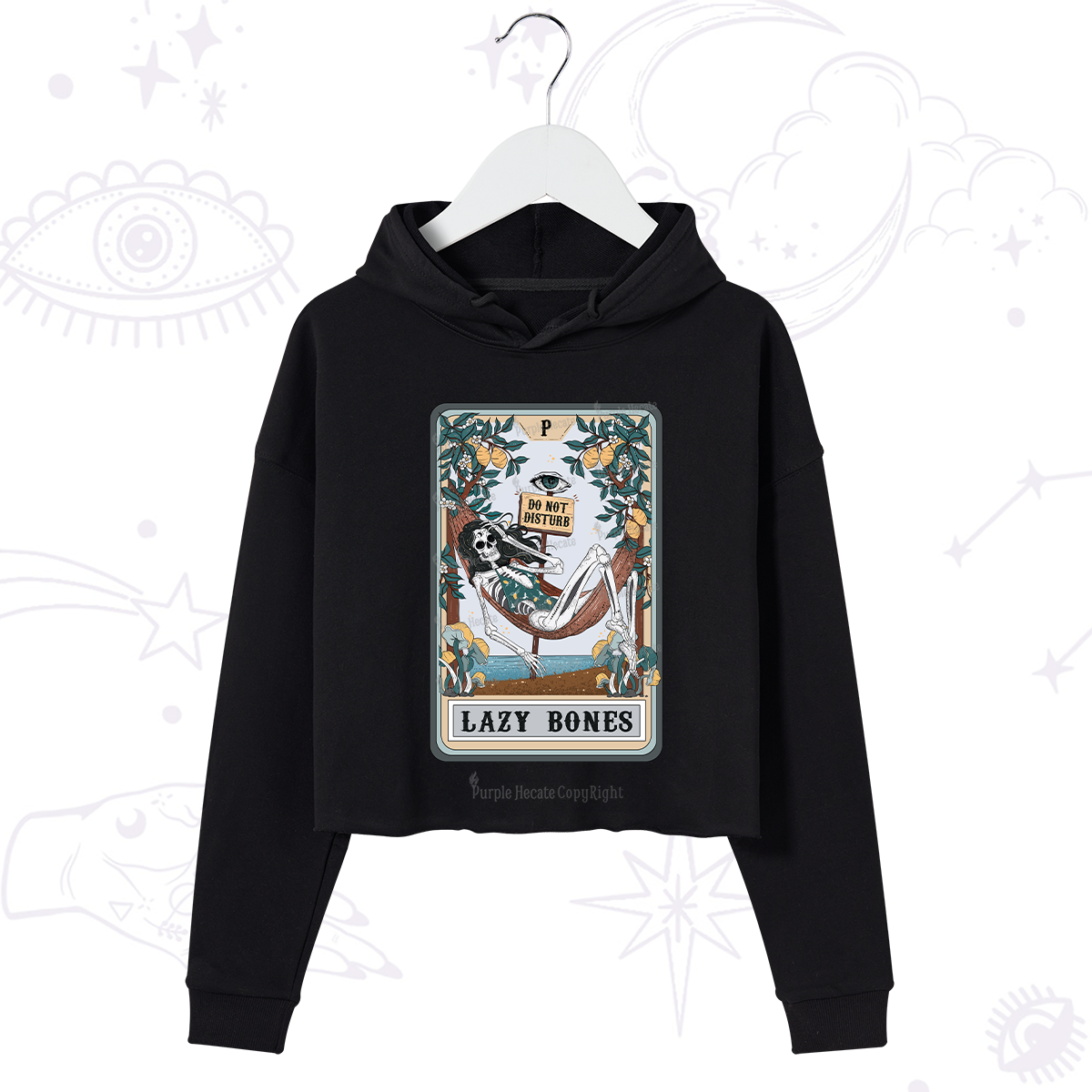 Purplehecate The Lazy Bones Tarot Crop Hoodie