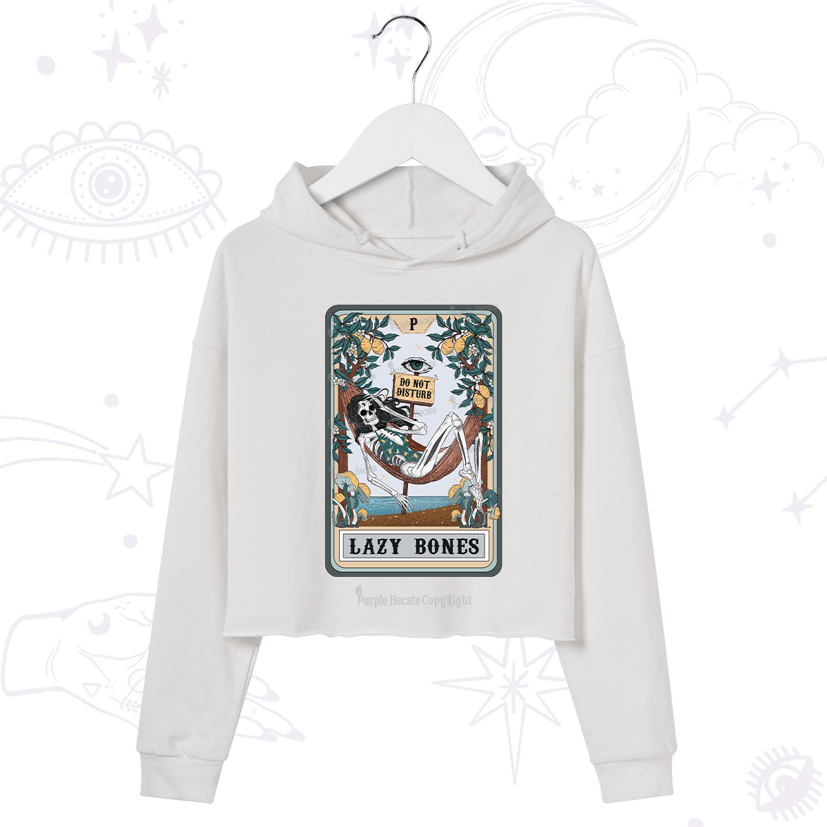 Purplehecate The Lazy Bones Tarot Crop Hoodie