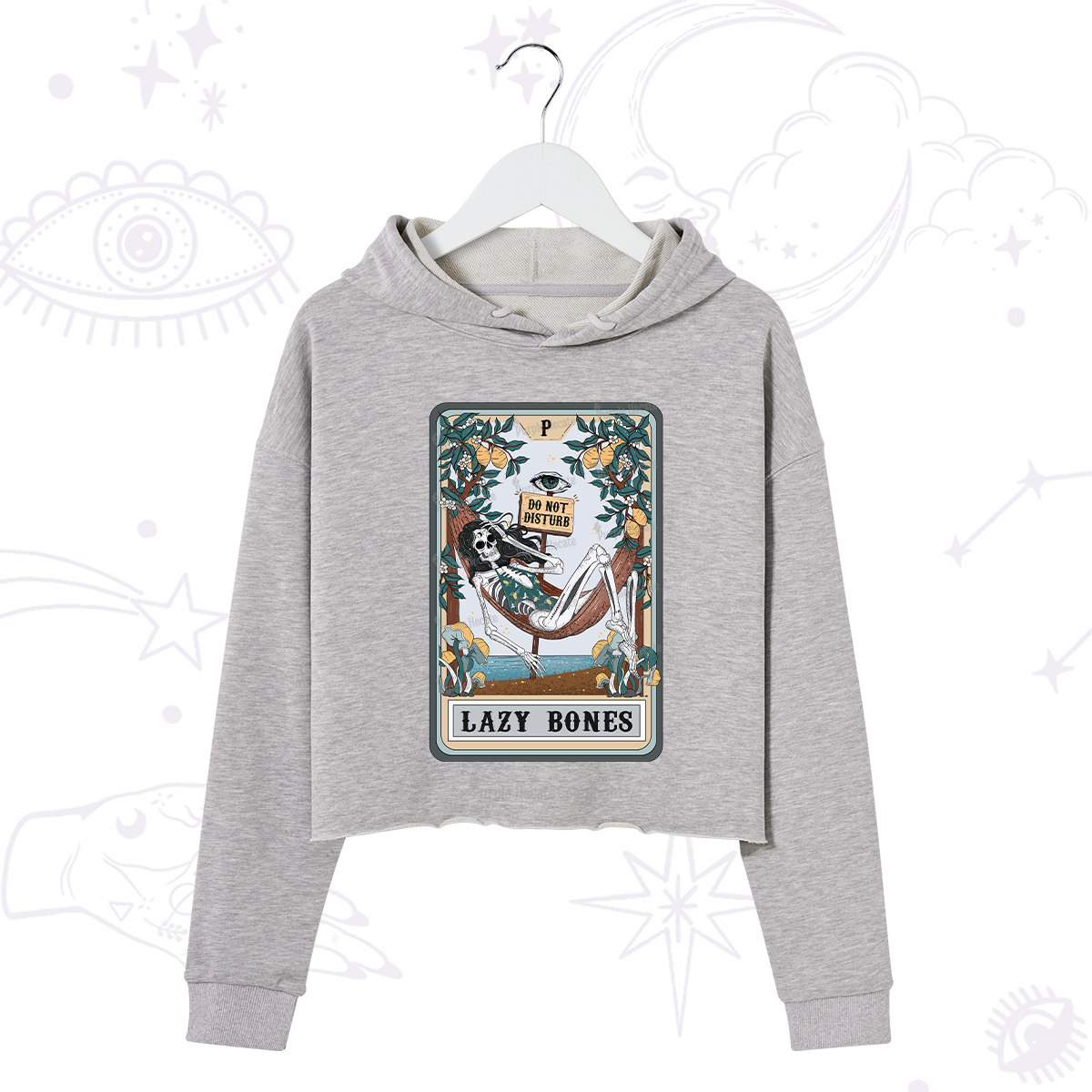 Purplehecate The Lazy Bones Tarot Crop Hoodie