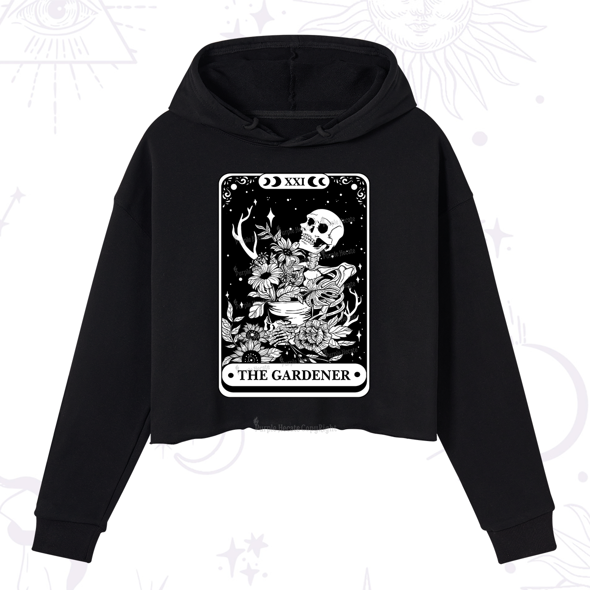 Purplehecate The Gardener Tarot Card Crop Hoodie