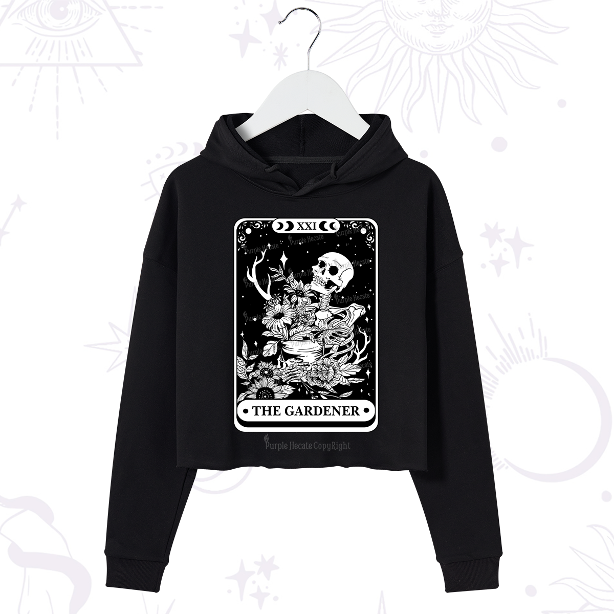 Purplehecate The Gardener Tarot Card Crop Hoodie