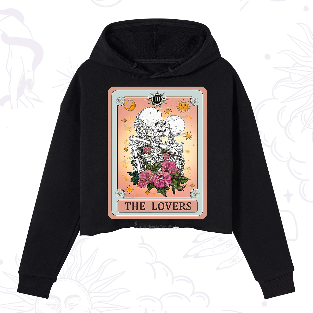 Purplehecate The Lovers Tarot Card Crop Hoodie