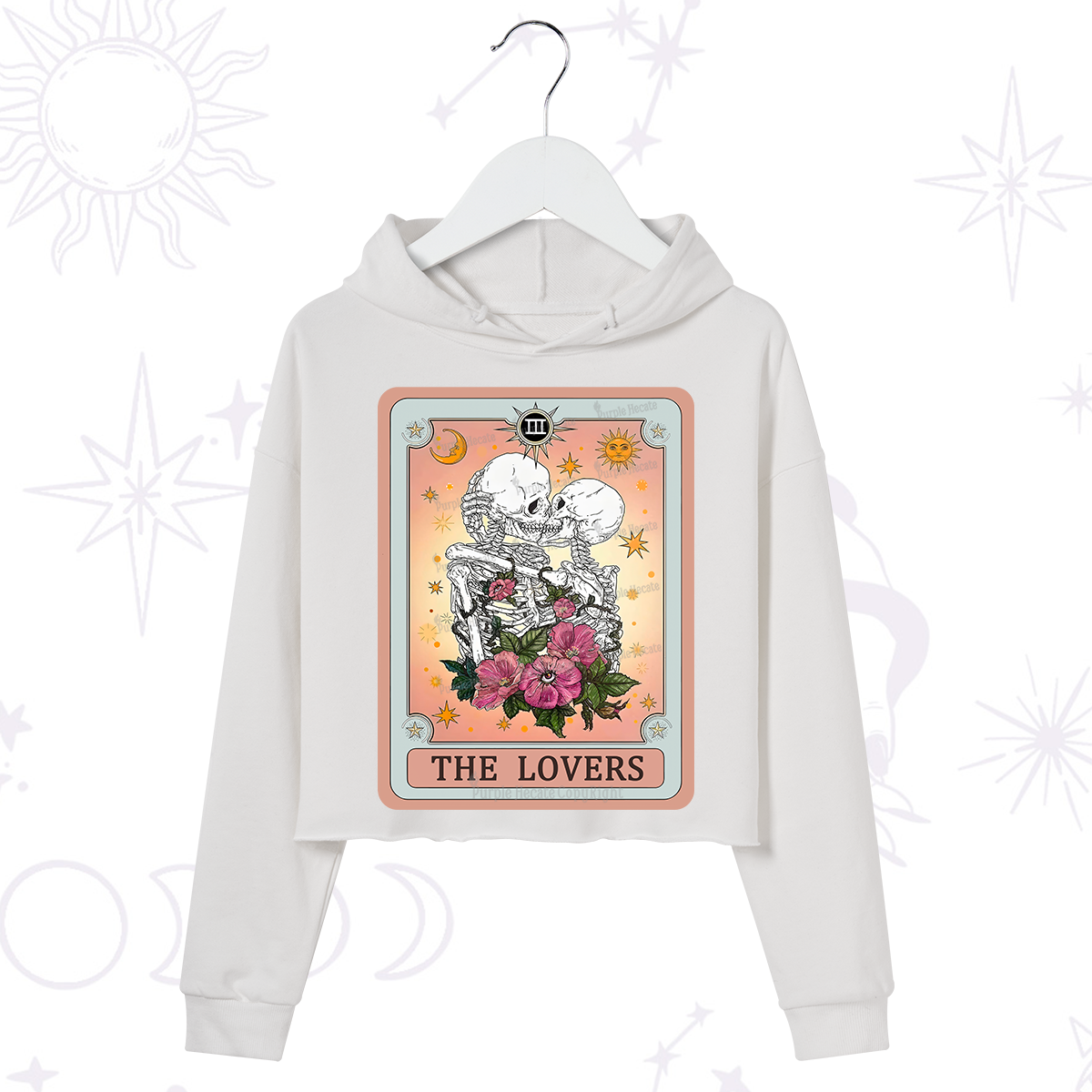 Purplehecate The Lovers Tarot Card Crop Hoodie