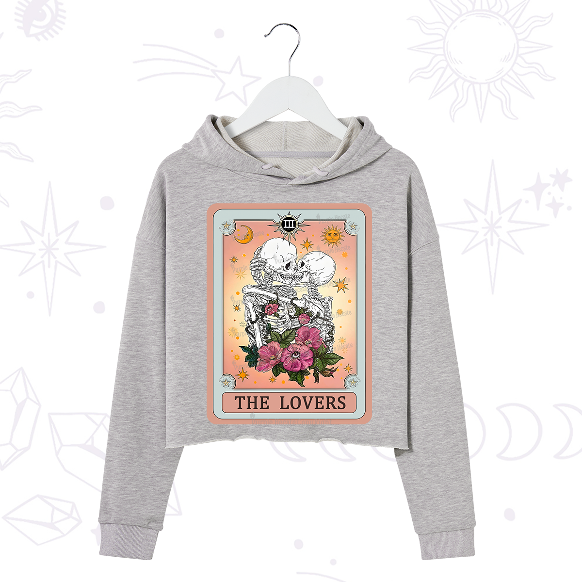Purplehecate The Lovers Tarot Card Crop Hoodie