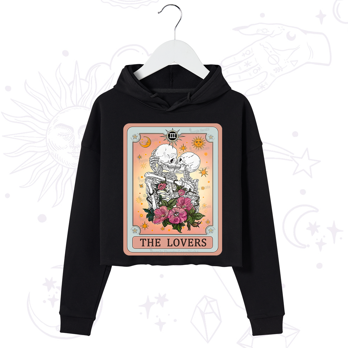 Purplehecate The Lovers Tarot Card Crop Hoodie