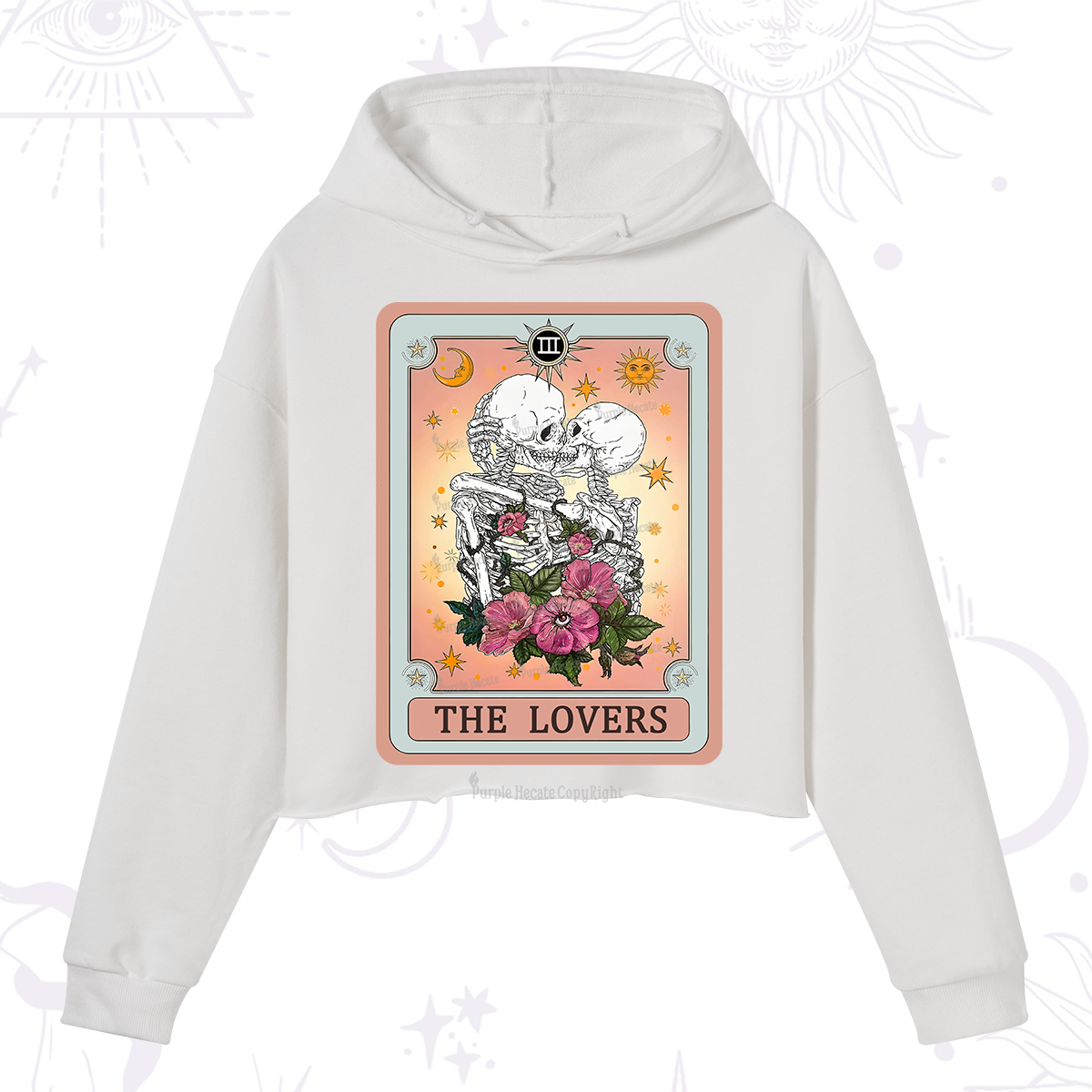 Purplehecate The Lovers Tarot Card Crop Hoodie