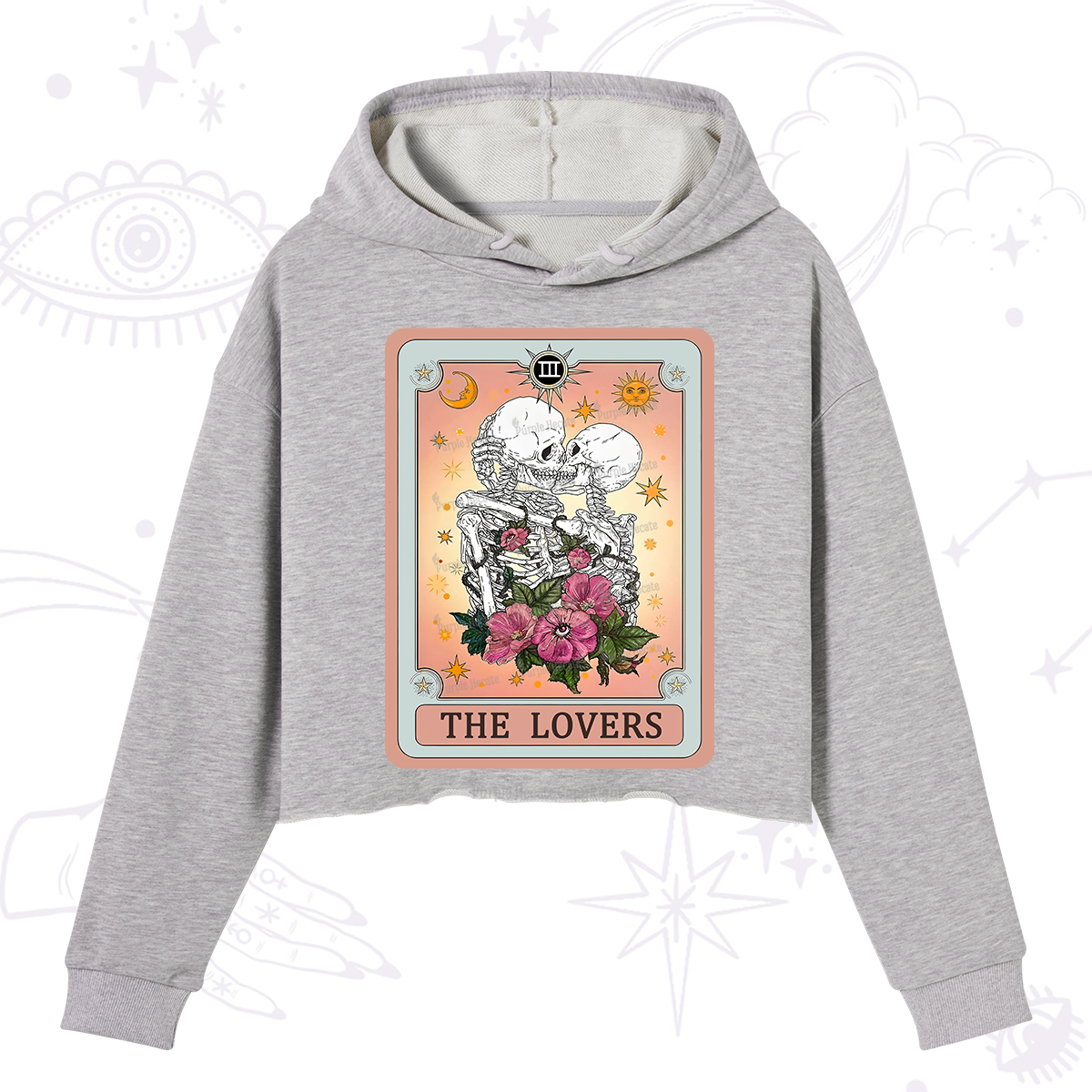 Purplehecate The Lovers Tarot Card Crop Hoodie