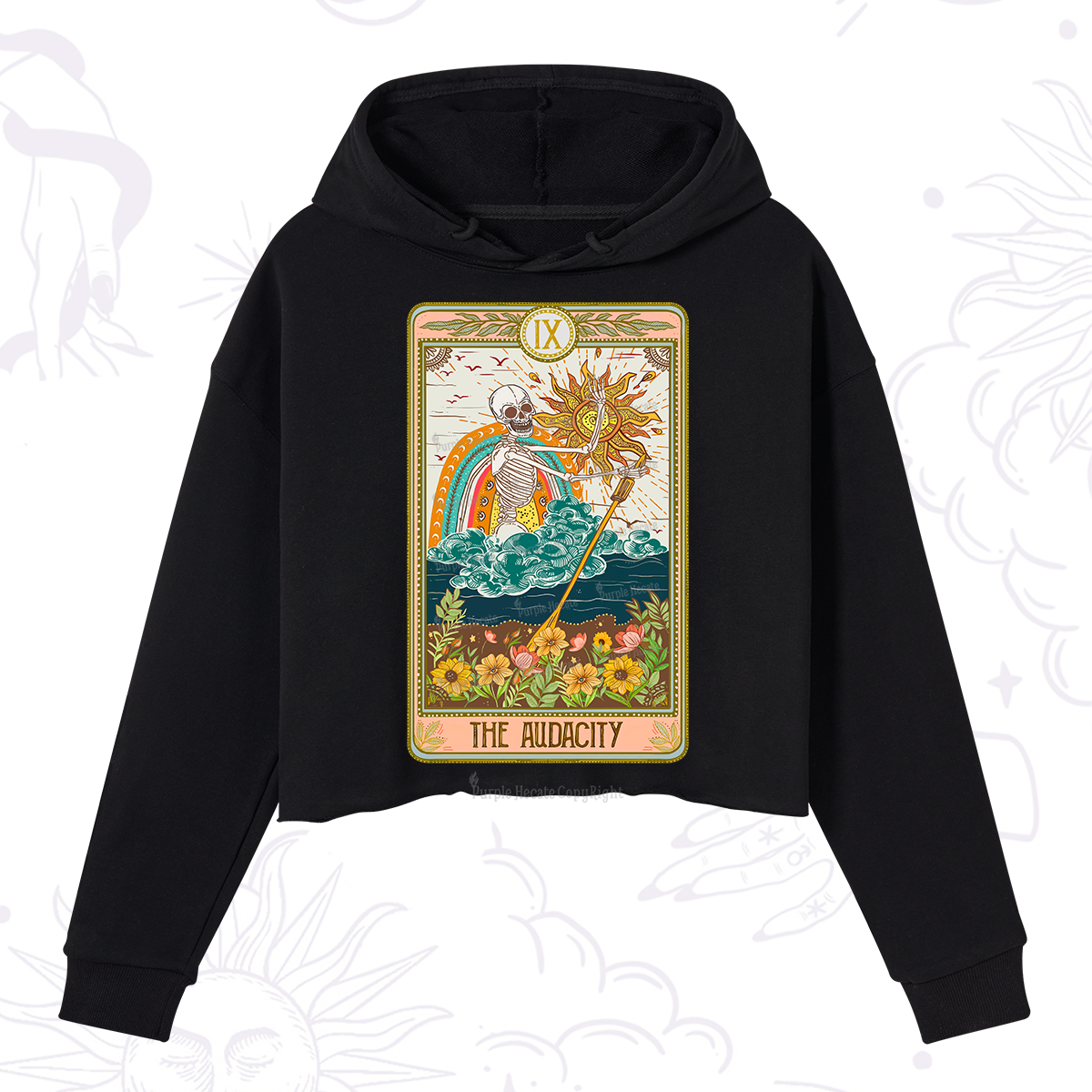 Purplehecate The Audacity Tarot Card Crop Hoodie