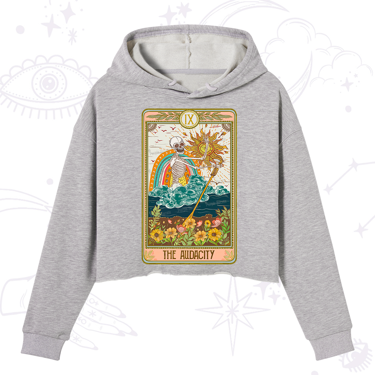 Purplehecate The Audacity Tarot Card Crop Hoodie