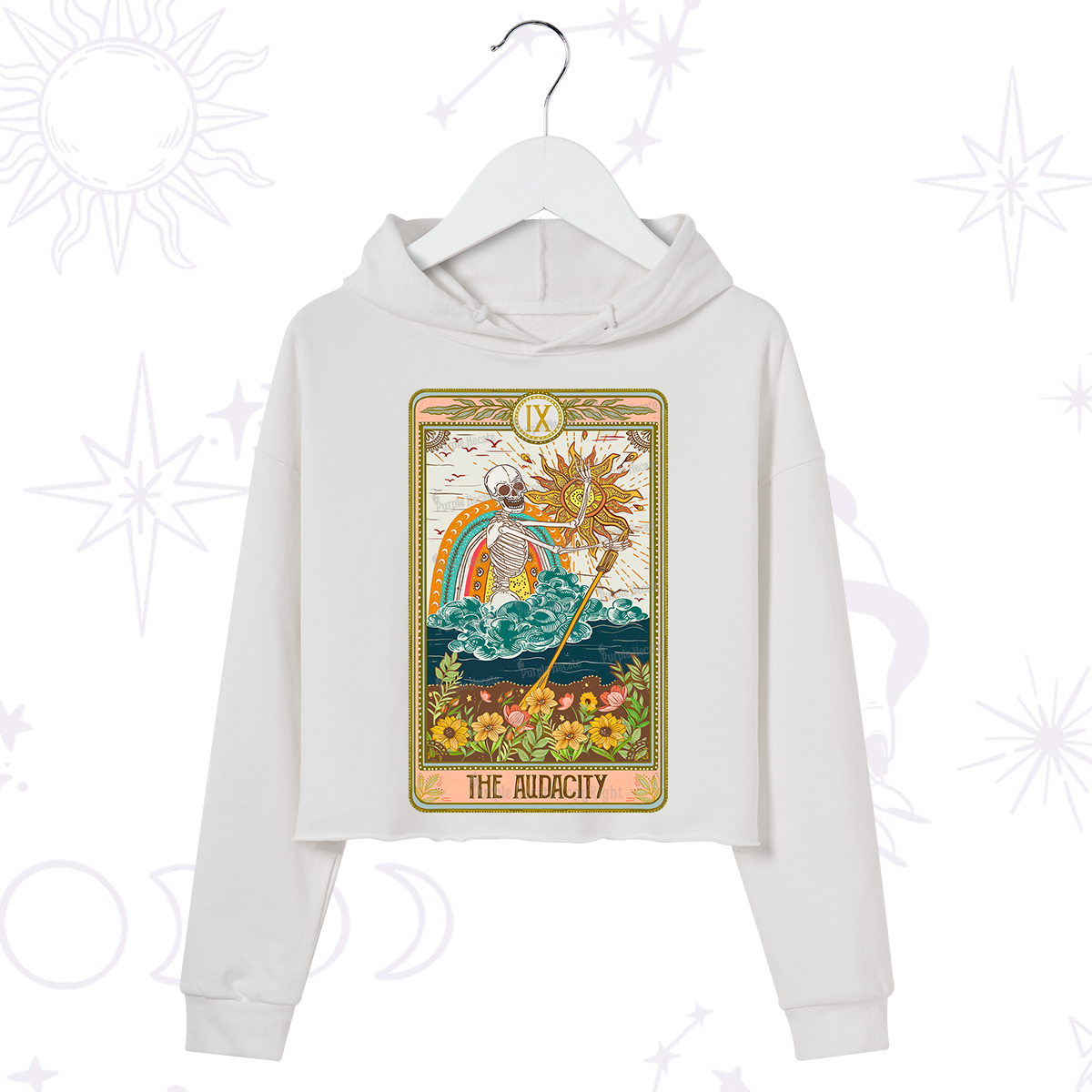 Purplehecate The Audacity Tarot Card Crop Hoodie