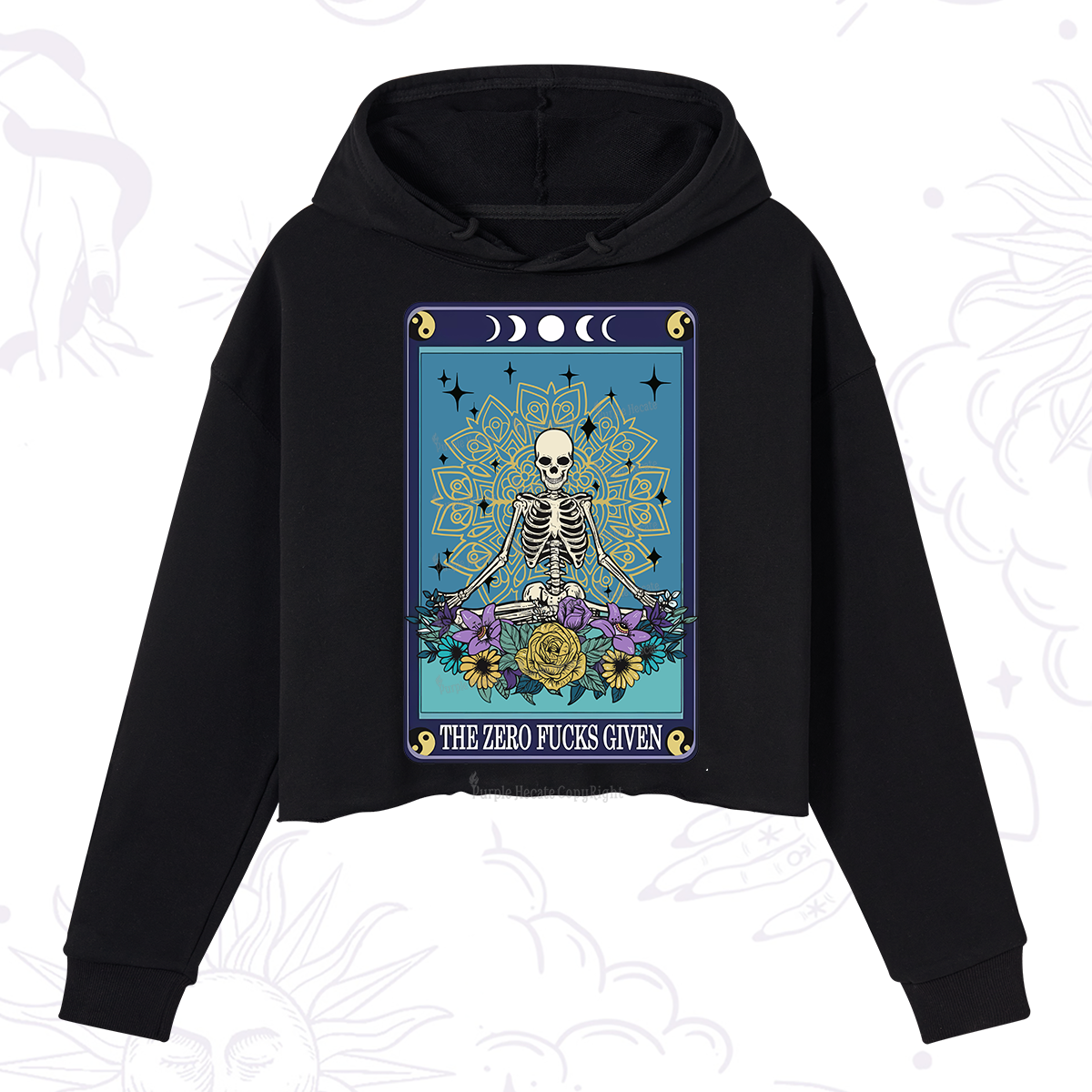 Purplehecate The Zero Fucks Given Tarot Crop Hoodie
