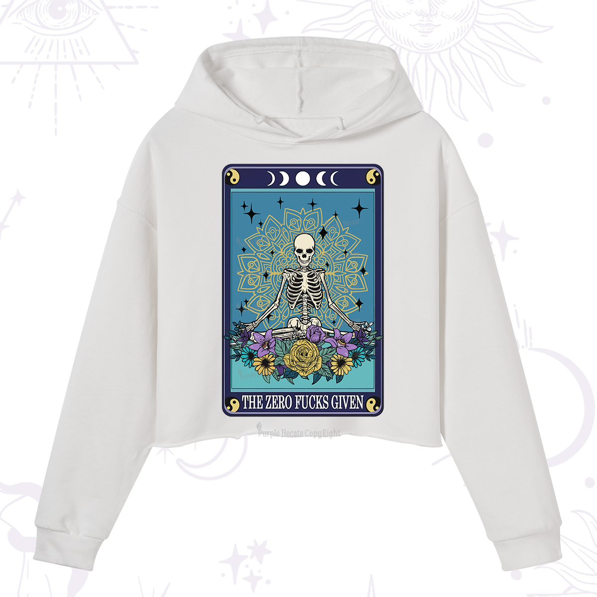 Purplehecate The Zero Fucks Given Tarot Crop Hoodie