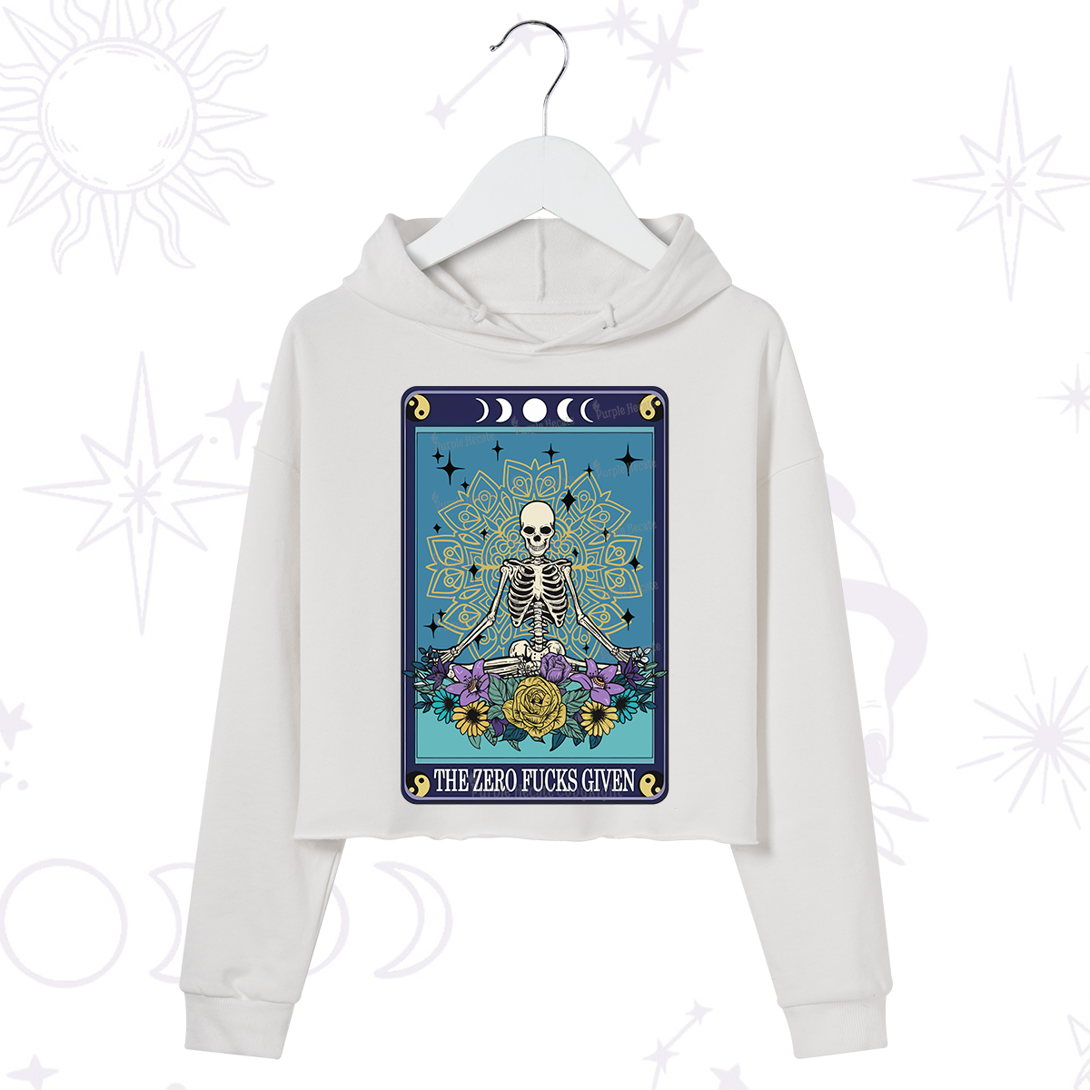 Purplehecate The Zero Fucks Given Tarot Crop Hoodie