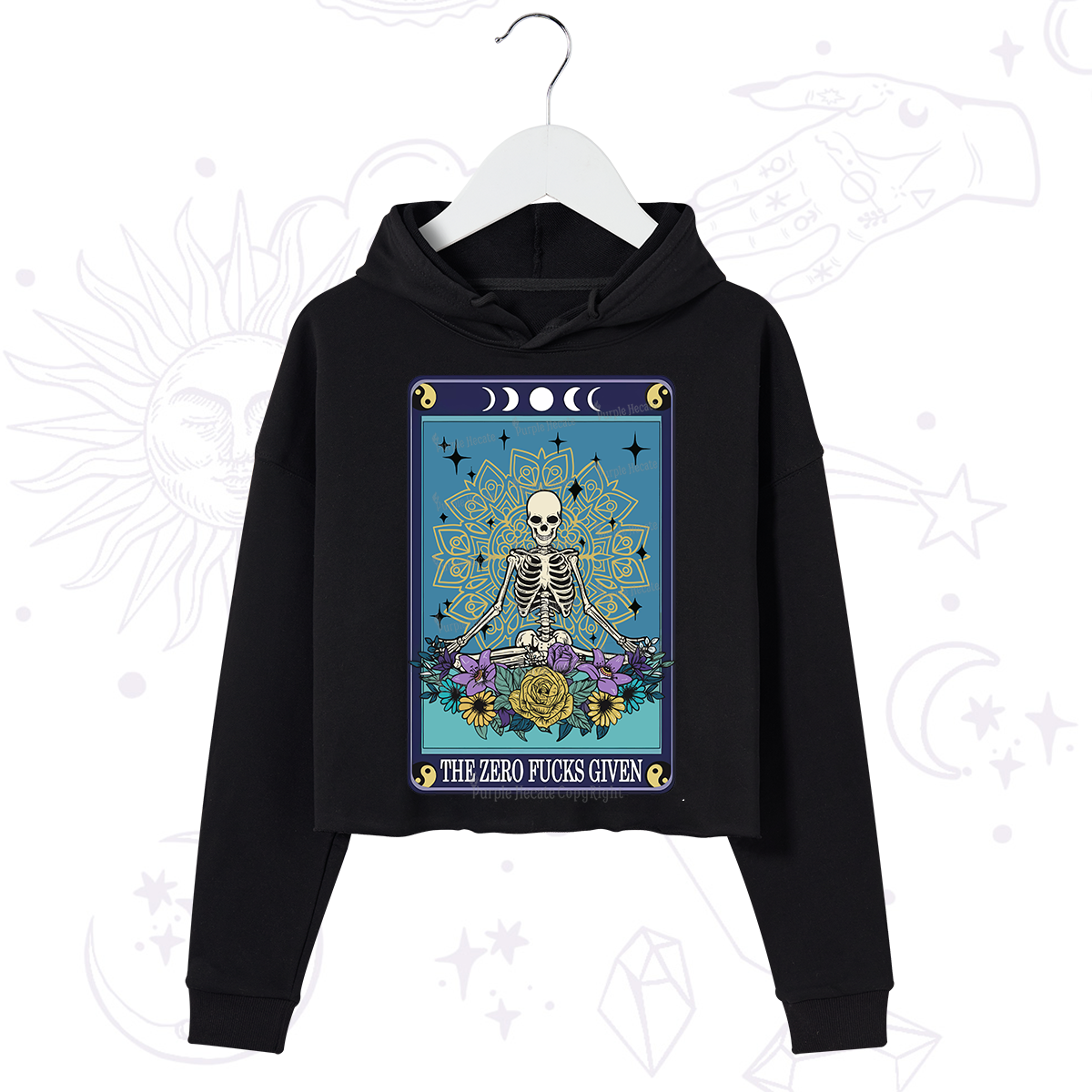 Purplehecate The Zero Fucks Given Tarot Crop Hoodie