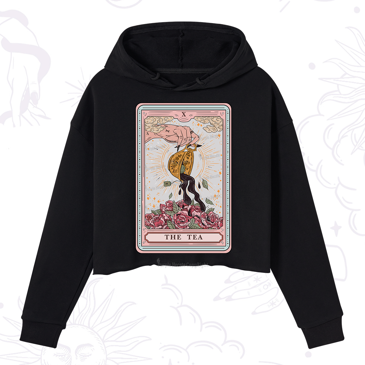 Purplehecate The Tea Food Tarot Card Crop Hoodie