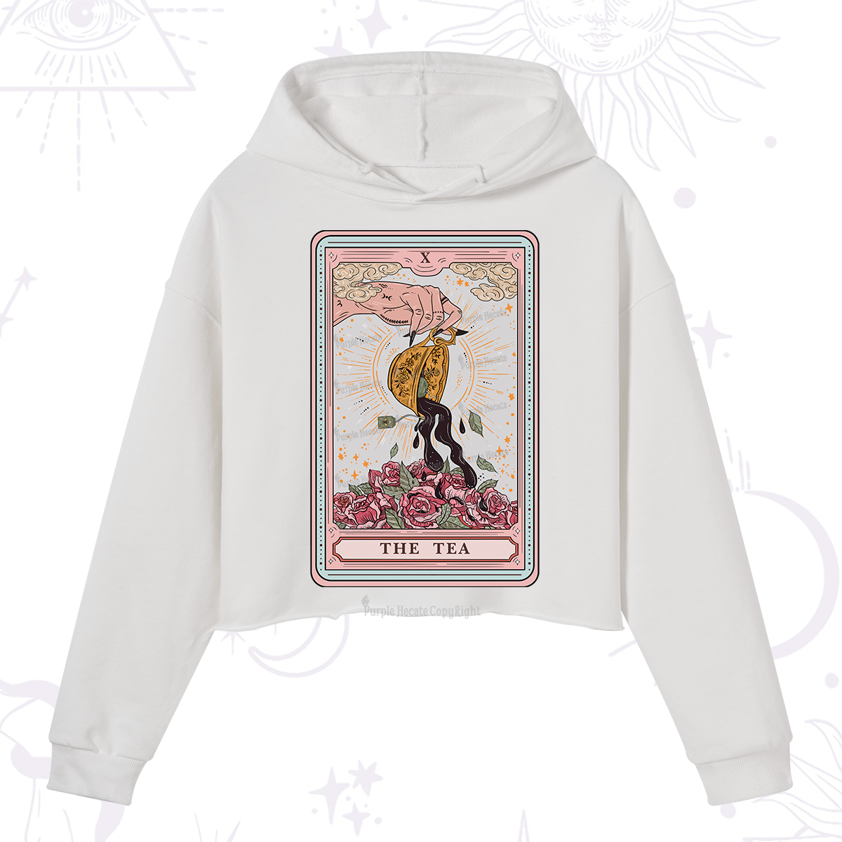 Purplehecate The Tea Food Tarot Card Crop Hoodie