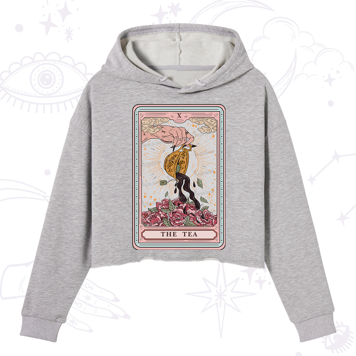 Purplehecate The Tea Food Tarot Card Crop Hoodie