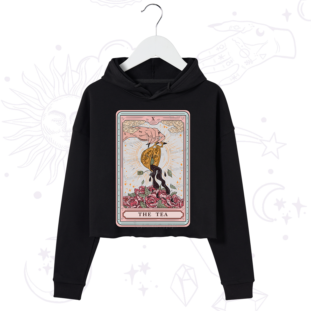Purplehecate The Tea Food Tarot Card Crop Hoodie