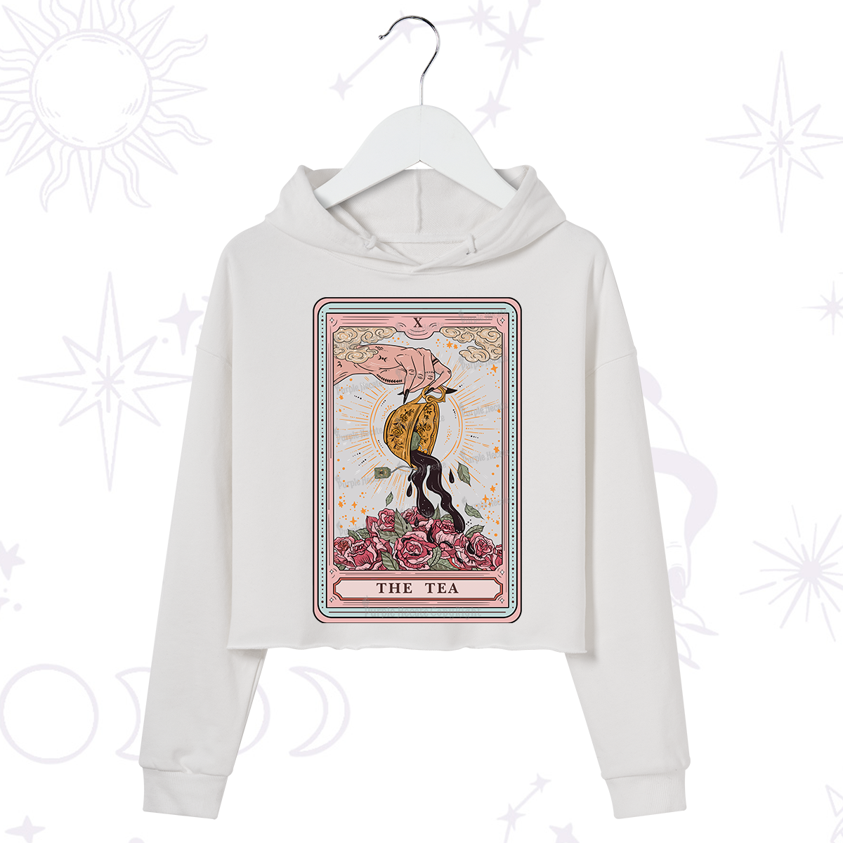 Purplehecate The Tea Food Tarot Card Crop Hoodie