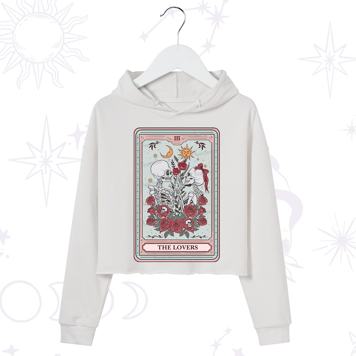 Purplehecate The Lovers Skeleton Tarot Crop Hoodie