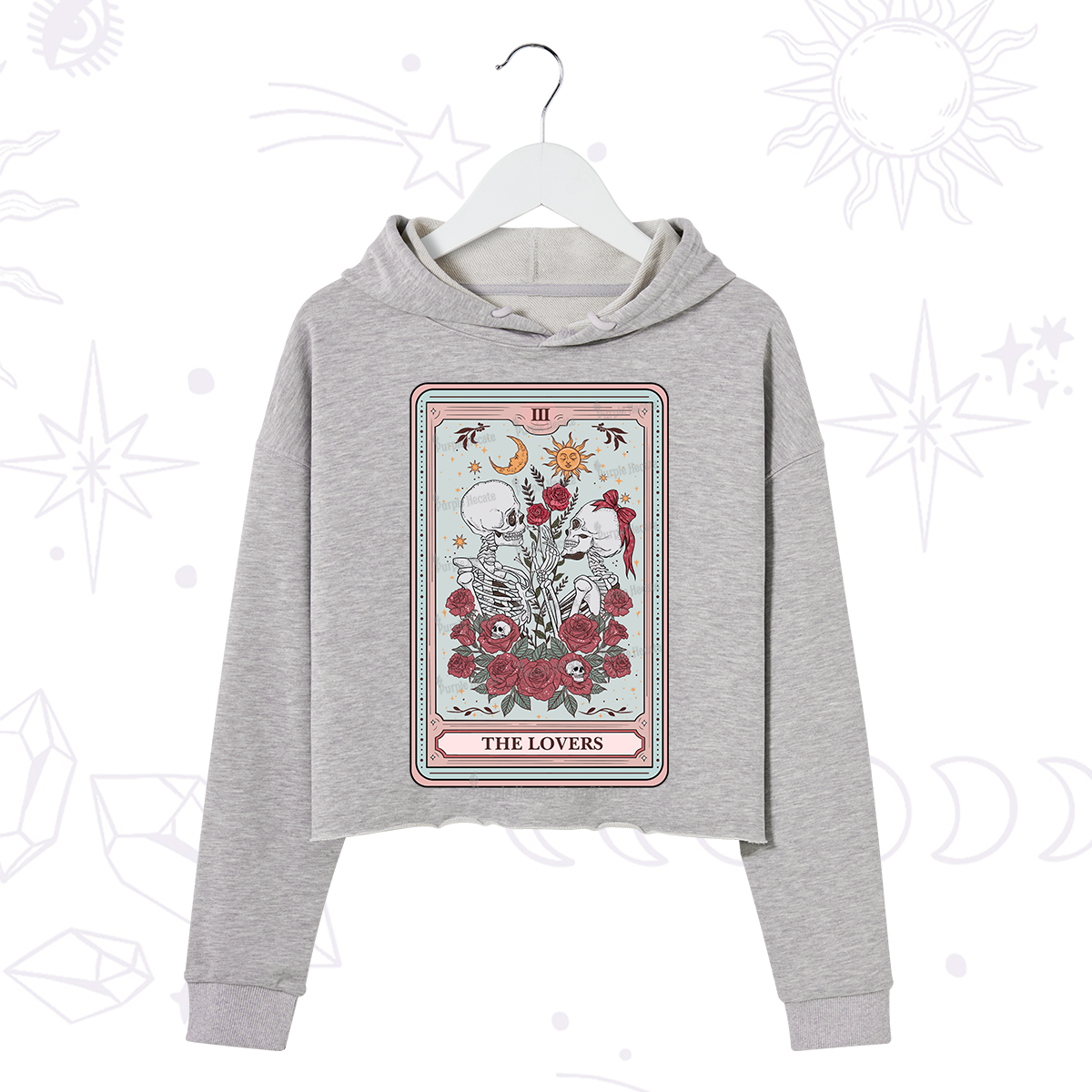 Purplehecate The Lovers Skeleton Tarot Crop Hoodie