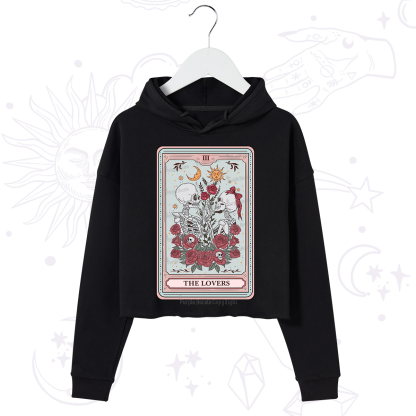 Purplehecate The Lovers Skeleton Tarot Crop Hoodie