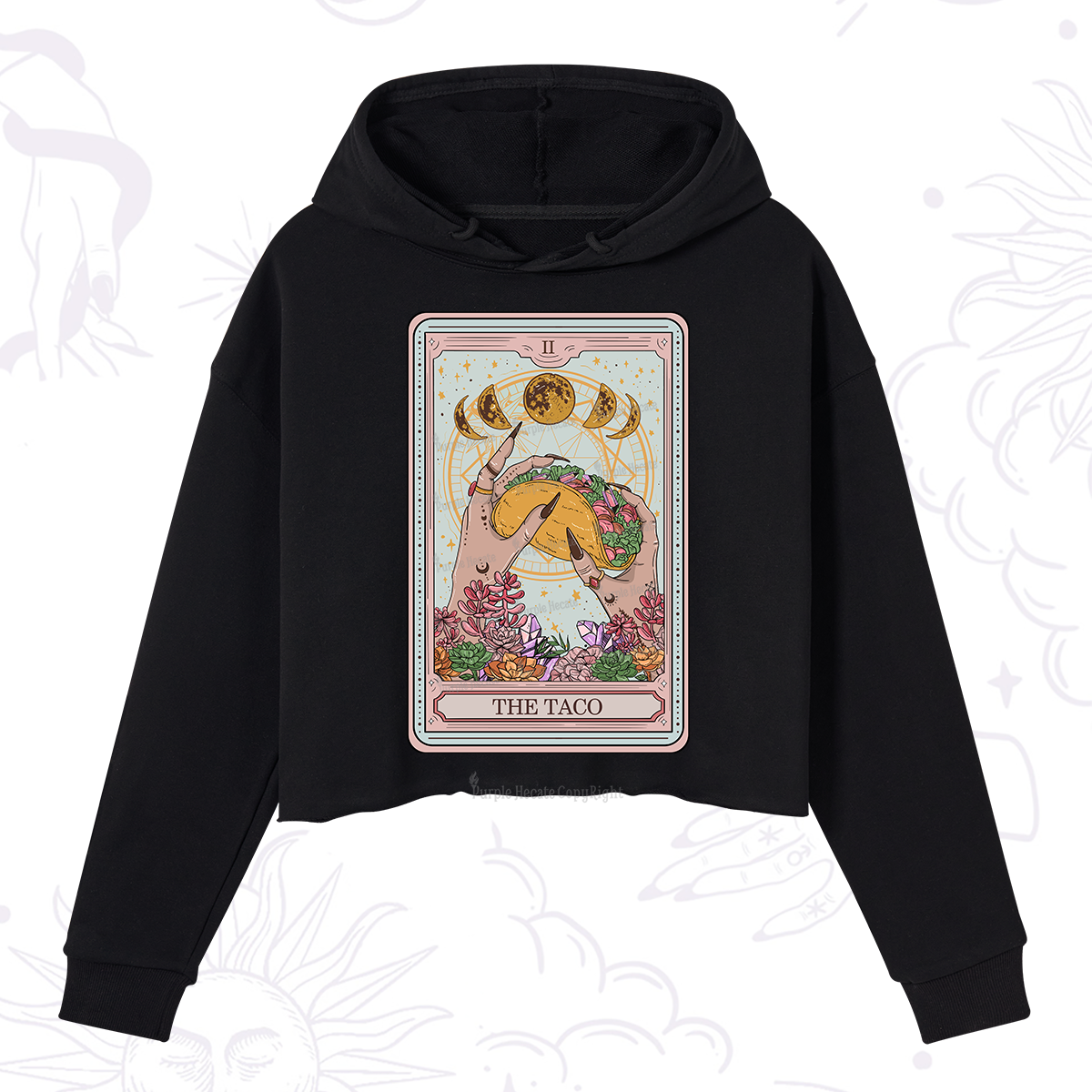 Purplehecate The Taco Tarot Crop Hoodie