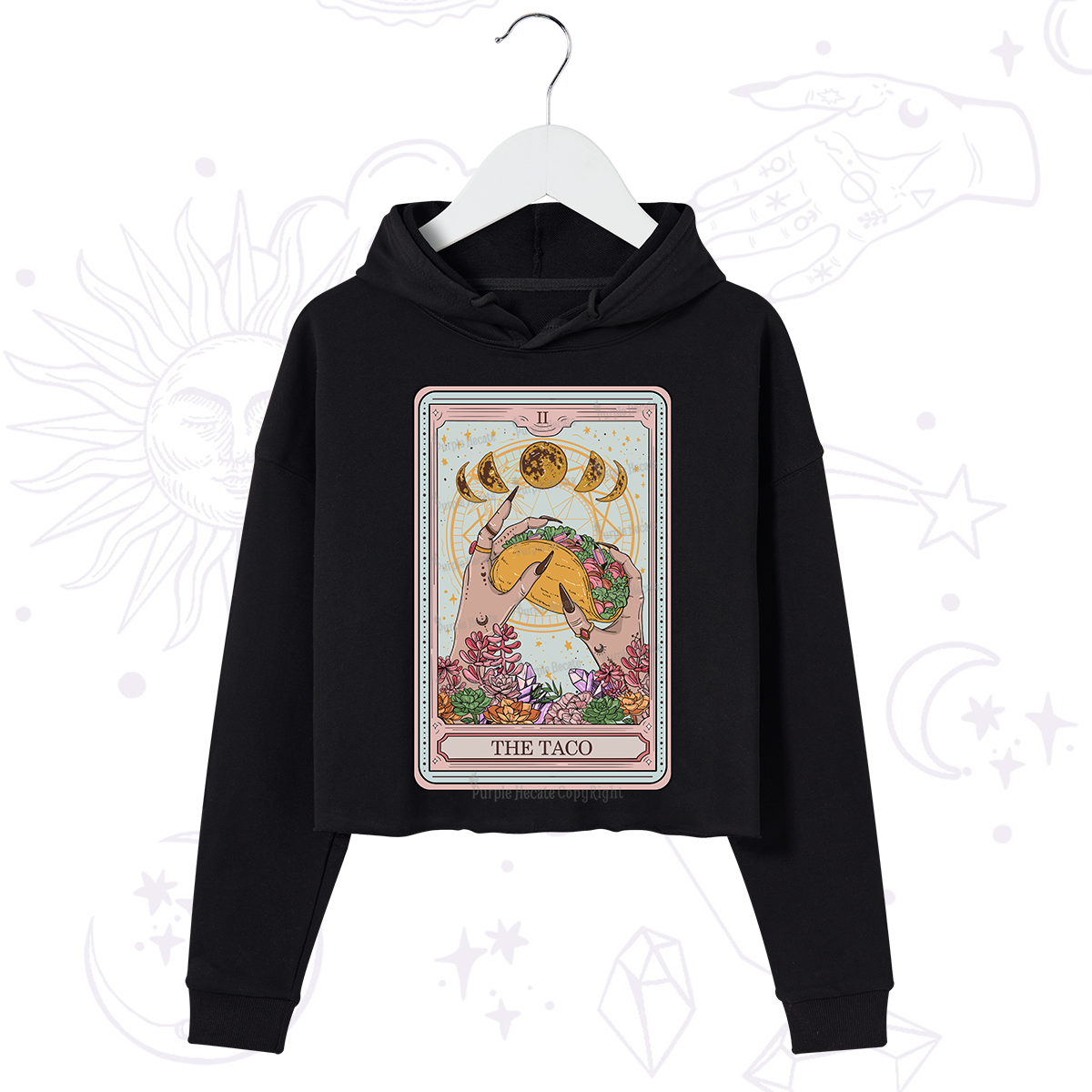 Purplehecate The Taco Tarot Crop Hoodie