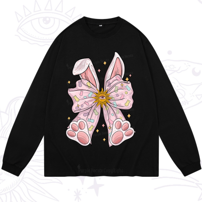 Purplehecate Mystical Bunny Bow Easter Long Sleeve T-Shirt