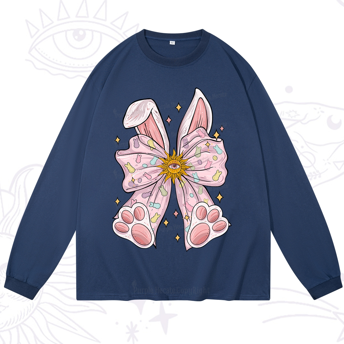 Purplehecate Mystical Bunny Bow Easter Long Sleeve T-Shirt