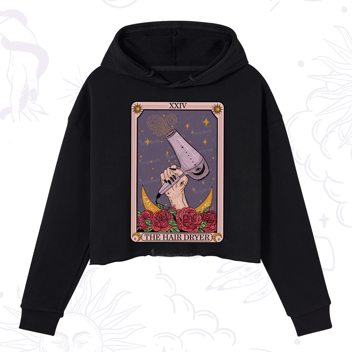 Purplehecate The Hair Dryer Tarot Crop Hoodie