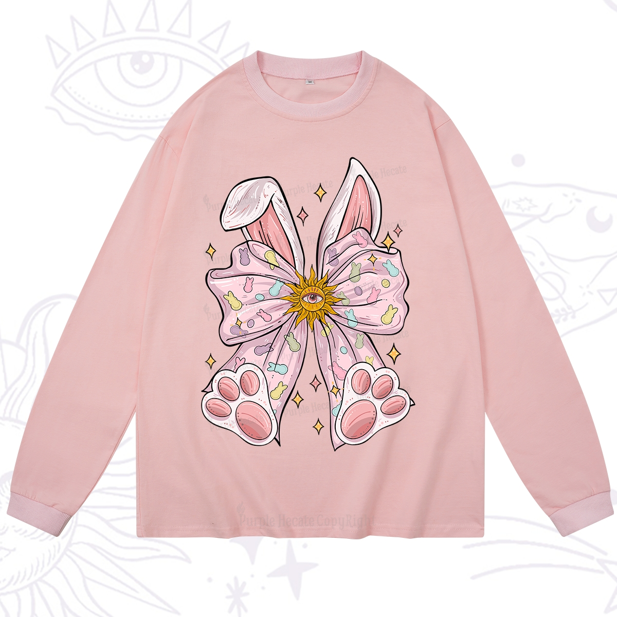 Purplehecate Mystical Bunny Bow Easter Long Sleeve T-Shirt