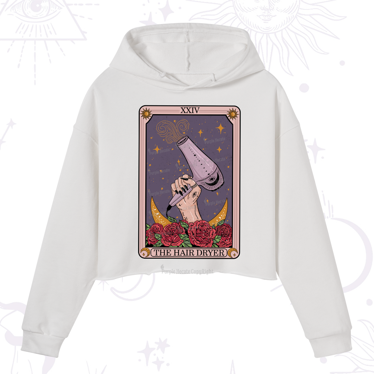 Purplehecate The Hair Dryer Tarot Crop Hoodie