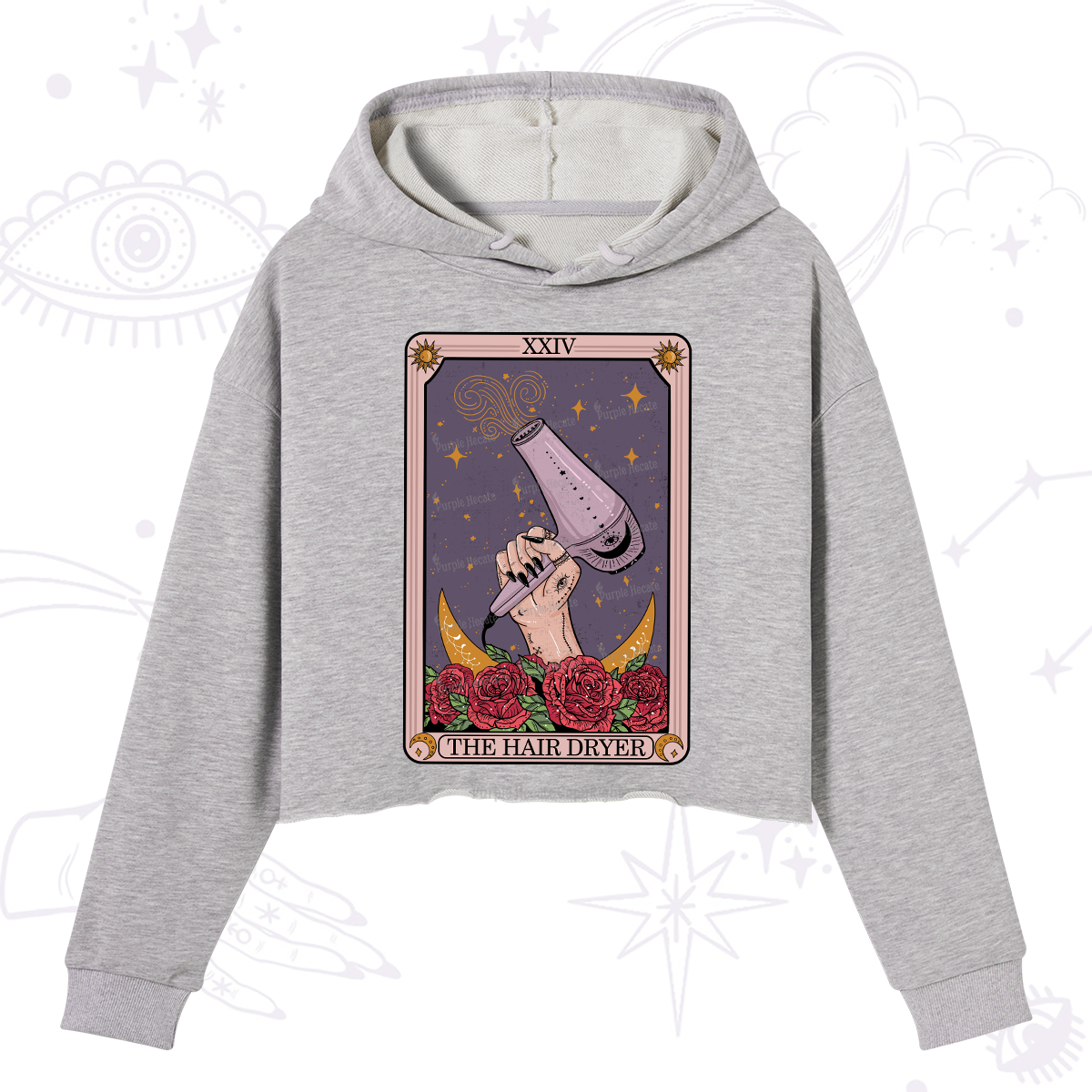 Purplehecate The Hair Dryer Tarot Crop Hoodie