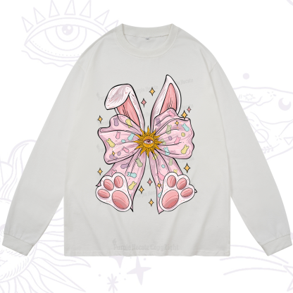 Purplehecate Mystical Bunny Bow Easter Long Sleeve T-Shirt