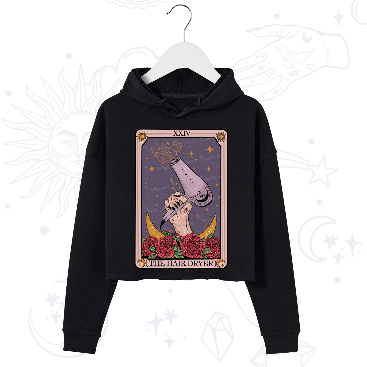 Purplehecate The Hair Dryer Tarot Crop Hoodie