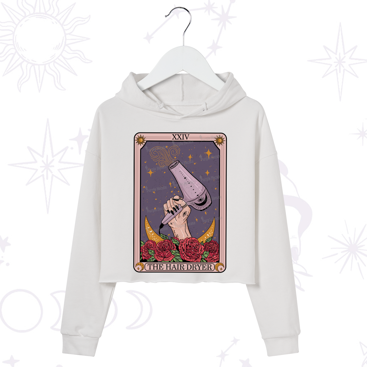 Purplehecate The Hair Dryer Tarot Crop Hoodie
