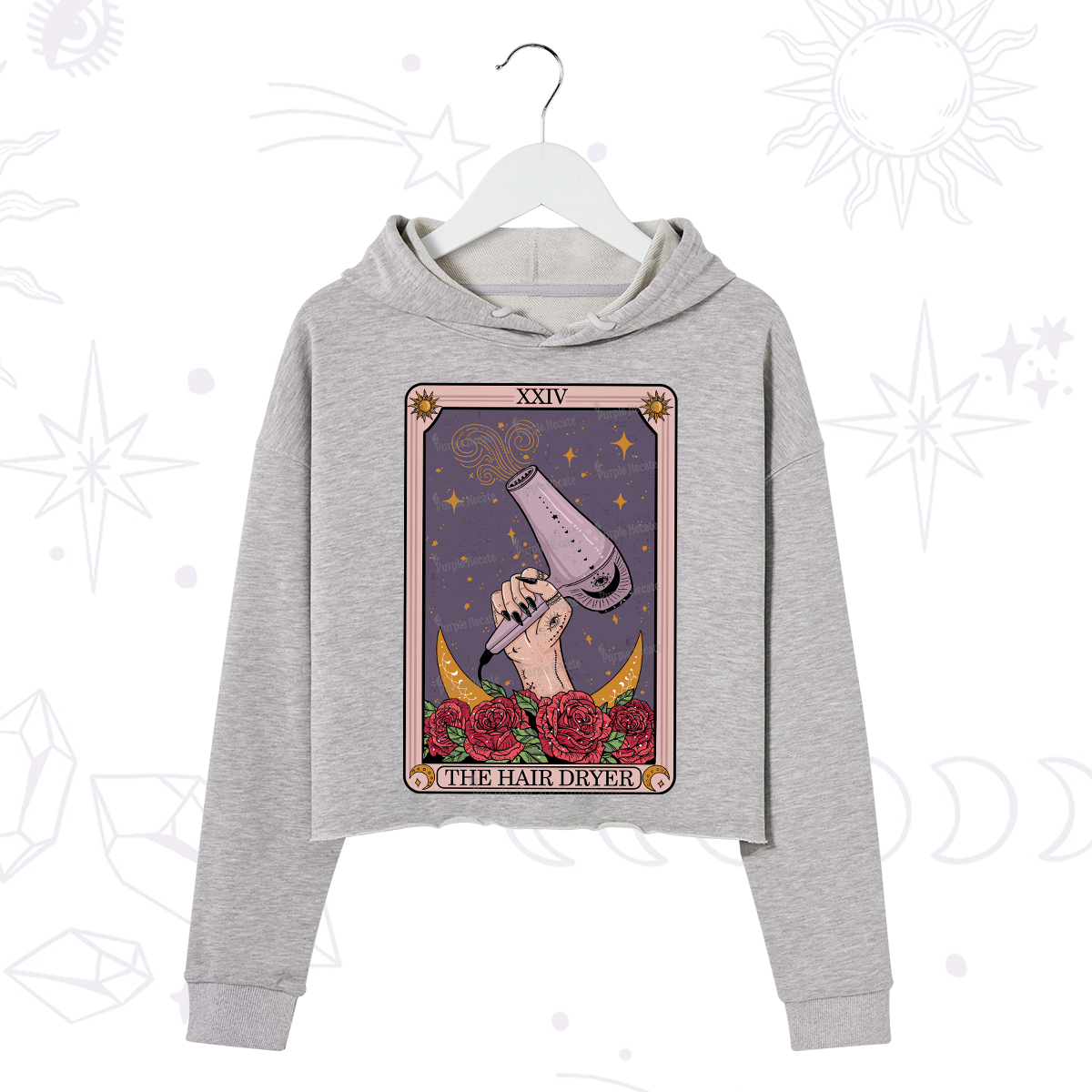 Purplehecate The Hair Dryer Tarot Crop Hoodie