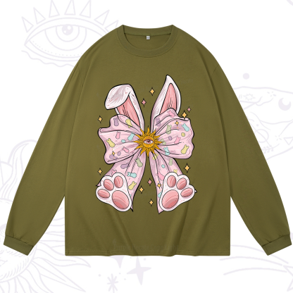 Purplehecate Mystical Bunny Bow Easter Long Sleeve T-Shirt