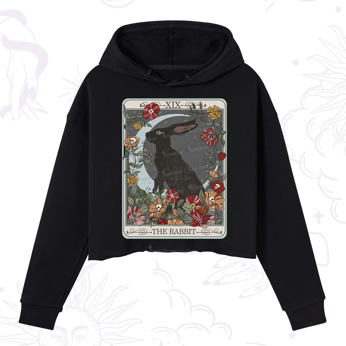 Purplehecate The Rabbit Tarot Crop Hoodie