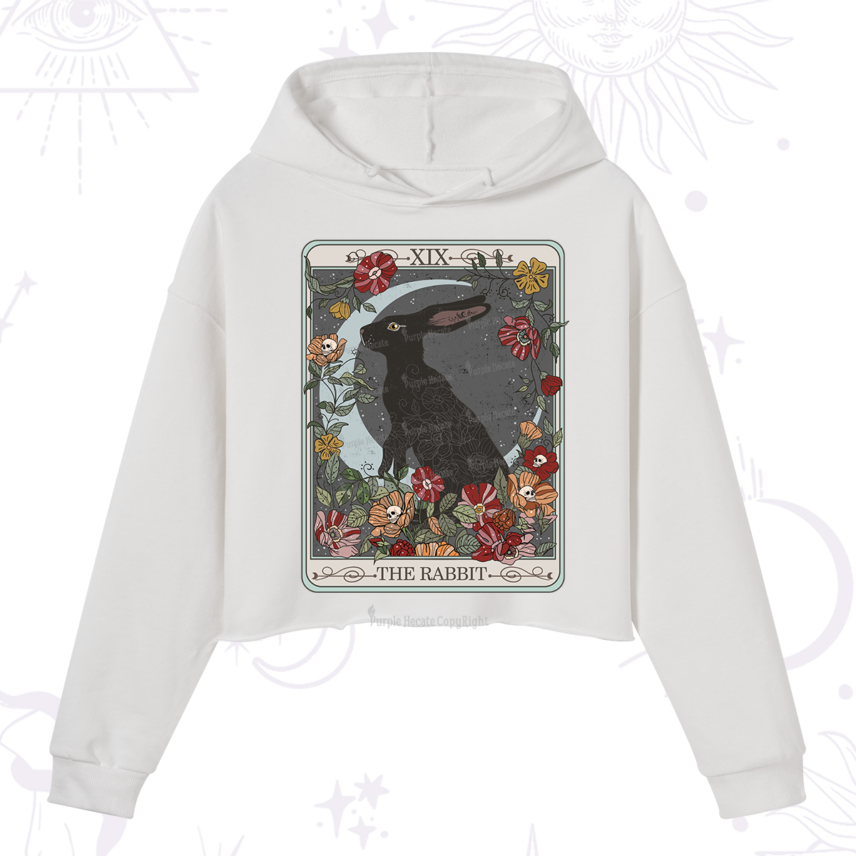 Purplehecate The Rabbit Tarot Crop Hoodie