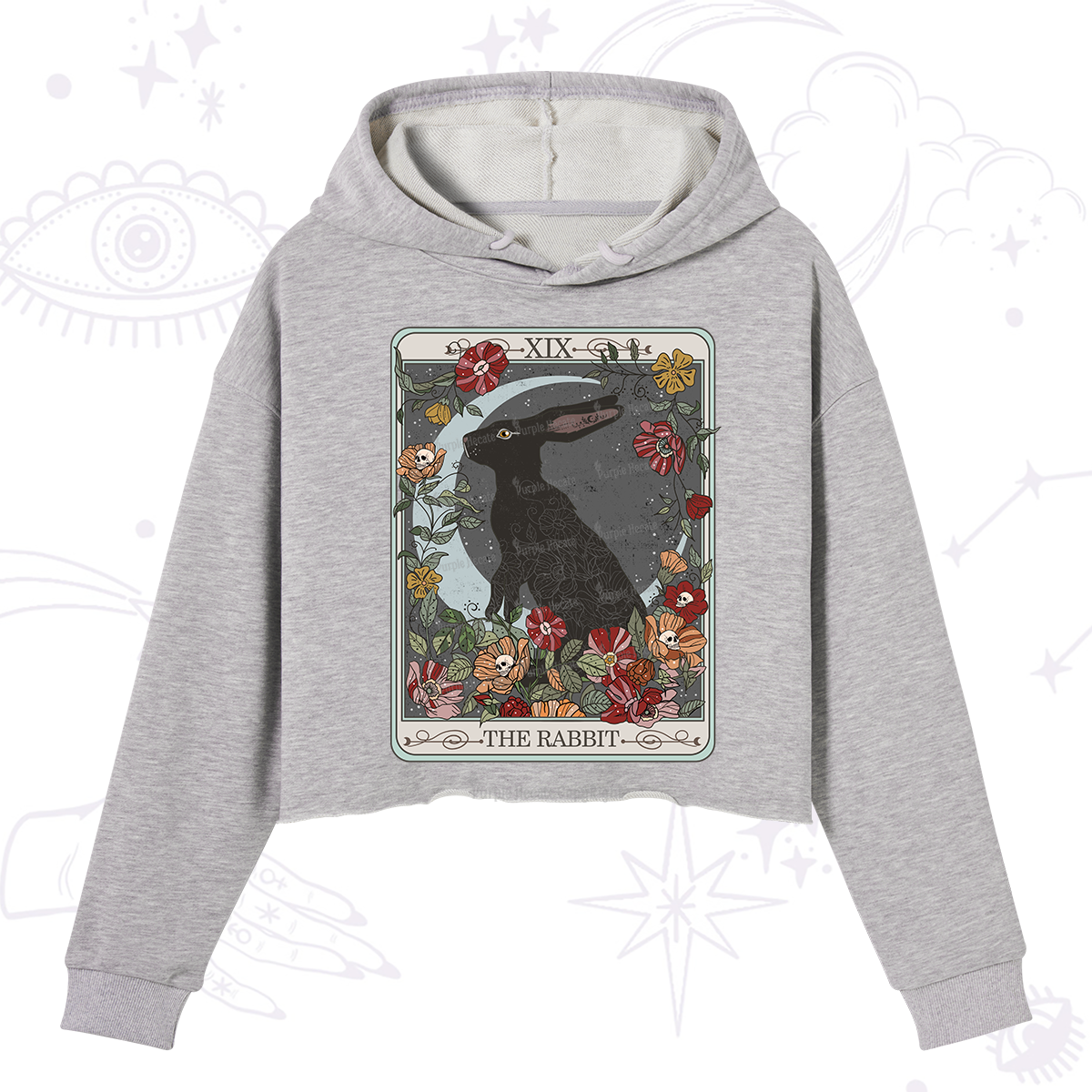 Purplehecate The Rabbit Tarot Crop Hoodie