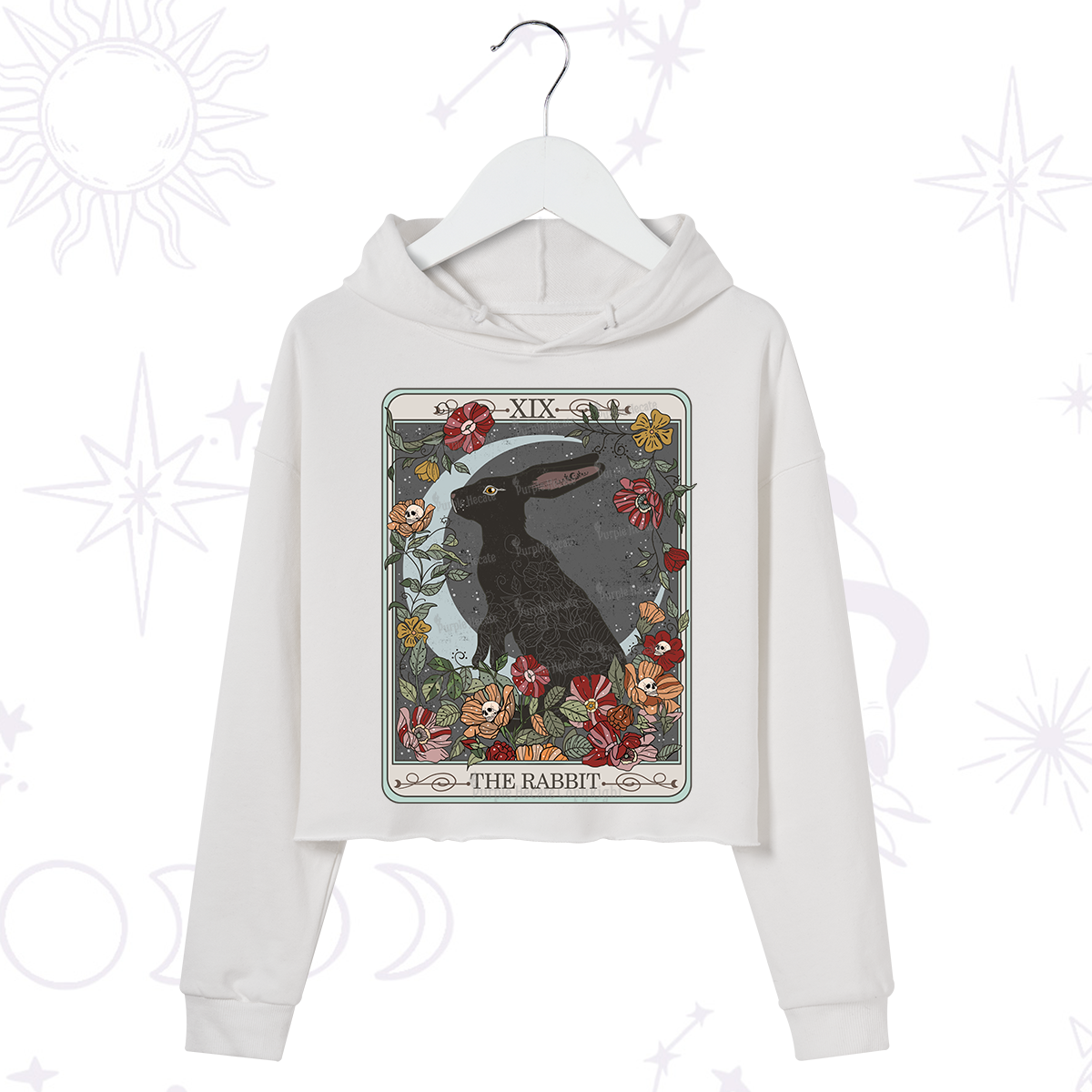 Purplehecate The Rabbit Tarot Crop Hoodie