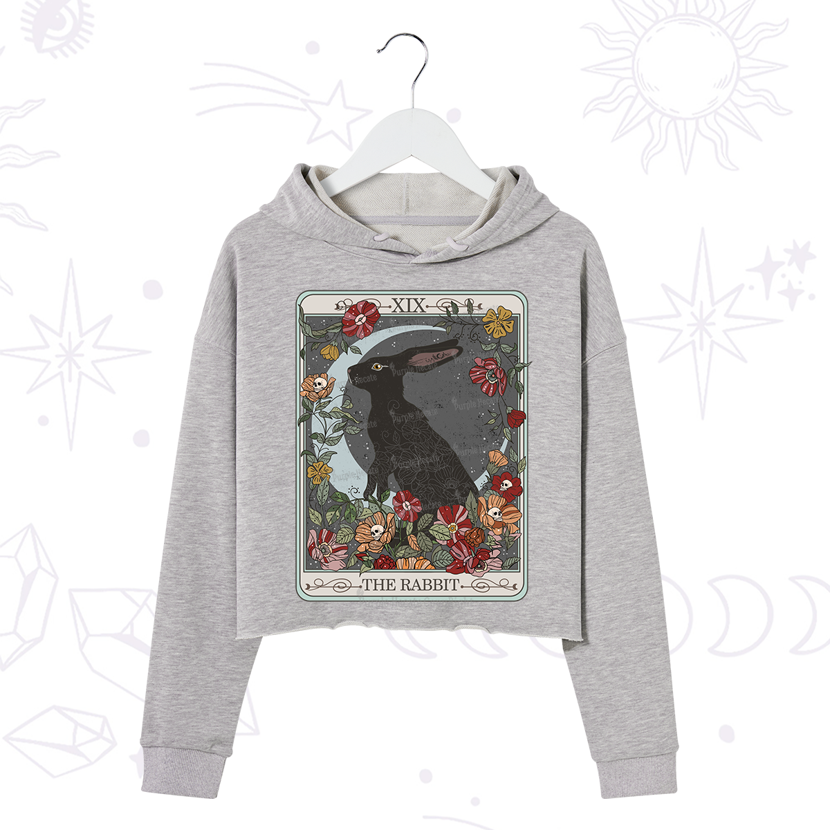 Purplehecate The Rabbit Tarot Crop Hoodie
