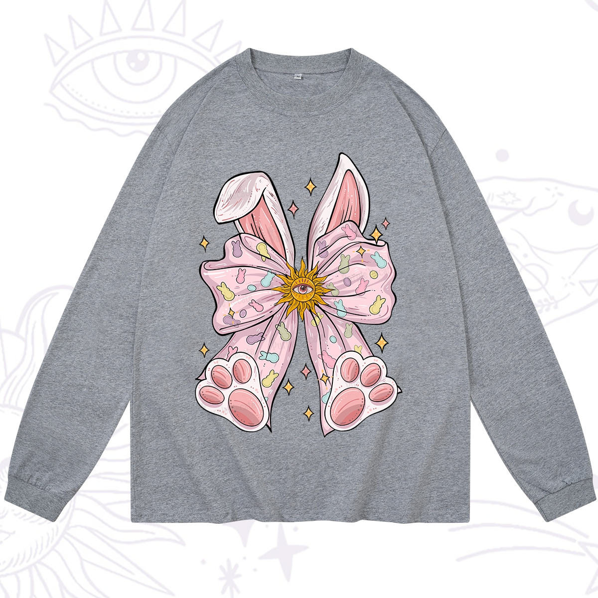 Purplehecate Mystical Bunny Bow Easter Long Sleeve T-Shirt