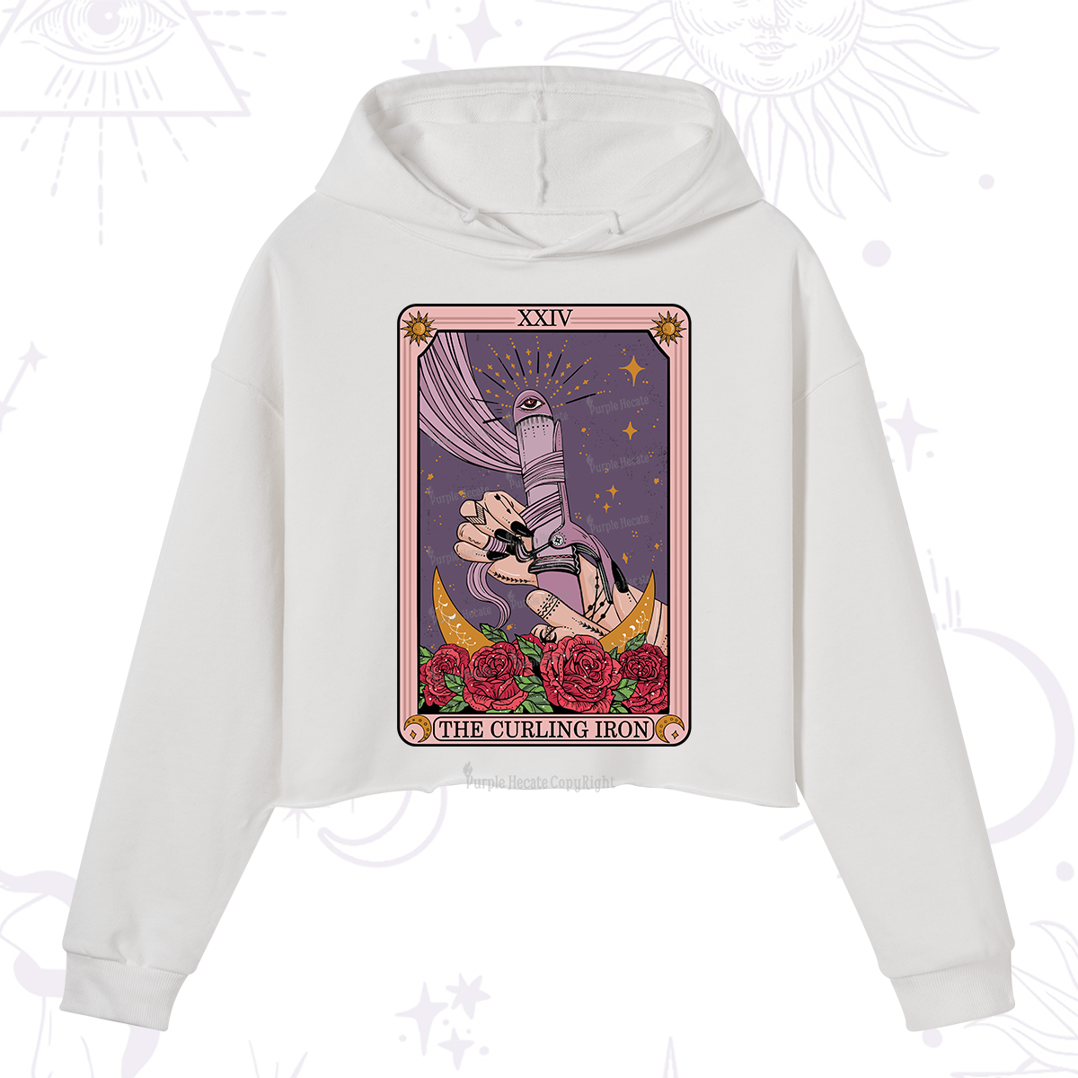 Purplehecate The Curling Iron Tarot Crop Hoodie